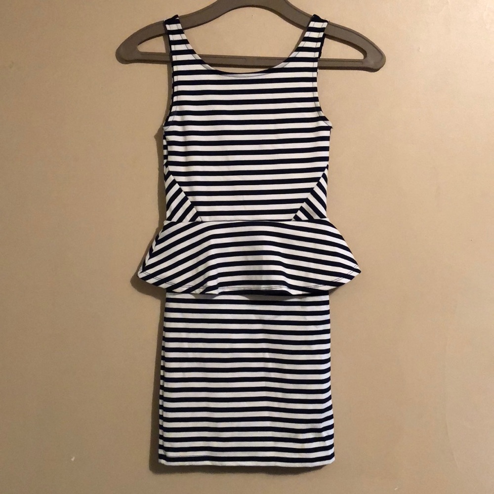 H&M Peplum Black and White Striped Dress
